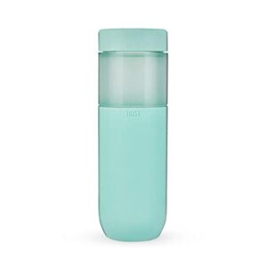 host freeze double walled insulated water bottle freezer tumbler with active cooling gel stainless steel lid and silicone grip, set of 1 20 oz plastic bottle, mint