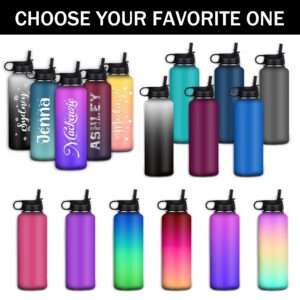 Personalized Water Bottles for Kids, Custom Name Sports Insulated Gift Cup Water Bottle with Straw, Waterbottle Customized Gifts for School Girls Boys Men Women 18oz/32oz