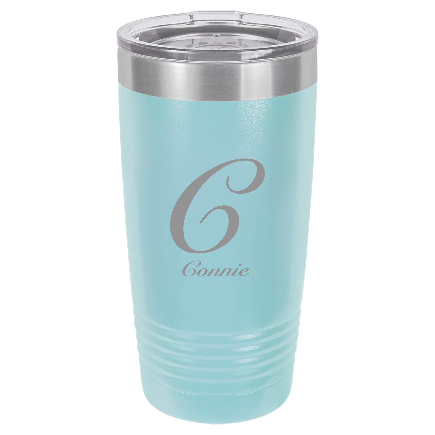 Monogram Tumbler Cup 20oz Insulated Custom Engraved (Light Blue)