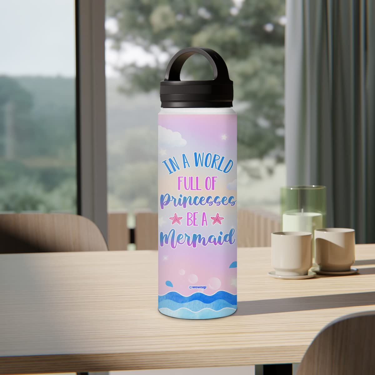 wowcugi Personalized Mermaid Water Bottle Stainless Steel Double Insulated Sports Bottle 12oz 18oz 32oz Mermaid Gifts For Back To School Birthday Christmas Kids Girls Toodlers