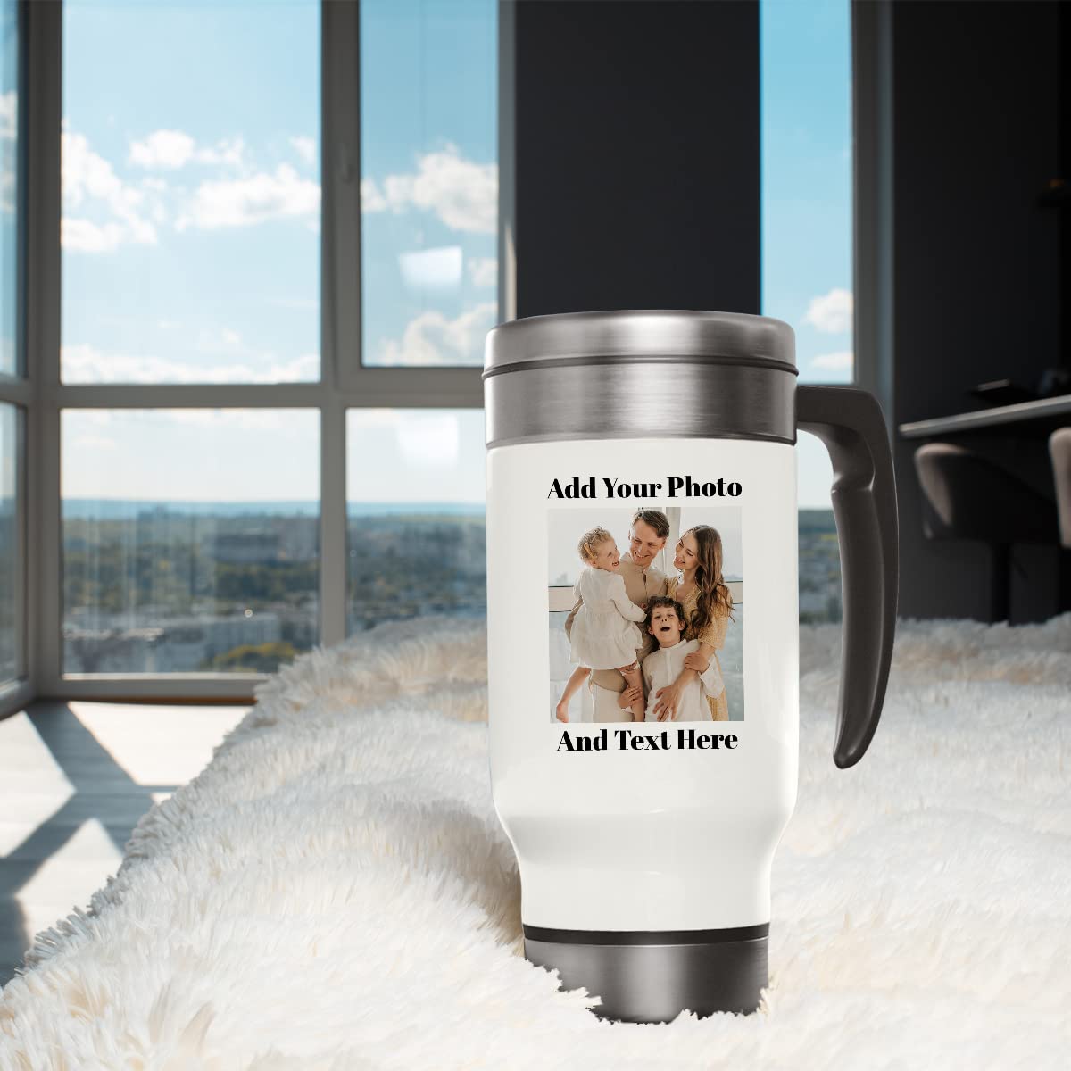 winorax Photo Mugs Personalized Picture Travel Mugs With Handle Stainless Steel 14oz Tumbler With Lid Customized Text Name Logo Coffee Travel Cup Traveling Birthday Gifts For Women Men Family