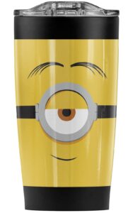 logovision minions official stuart face stainless steel 20 oz travel tumbler, vacuum insulated & double wall with leakproof sliding lid