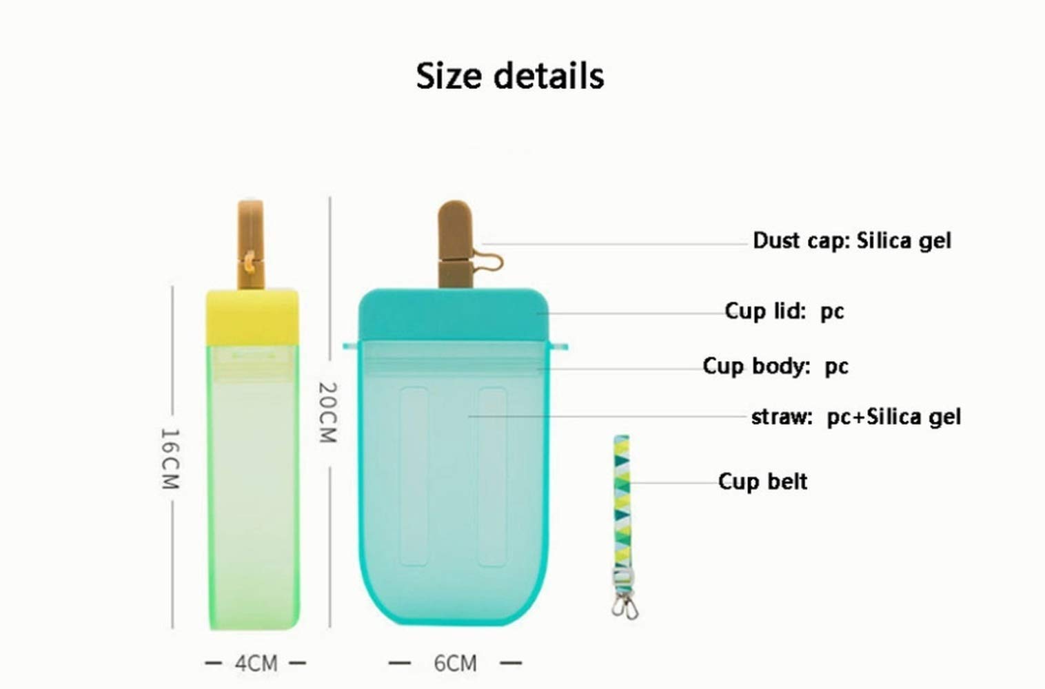 YunQin 300ml Cute Straw Cup New Plastic Popsicle Shape Water Bottle BPA Free Transparent Juice Drinking Cup Suitable for Adult Children (Purple)