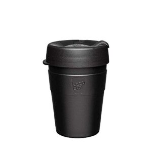 keepcup thermal - vacuum insulated reusable coffee cup with splashproof sipper lid | m 12oz/340ml - black