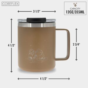 Coreflex 12 oz Insulated Coffee Mug with Handle & Lid, Stainless Steel Double Walled Vacuum Insulated Tumbler Cup, Travel Coffee Cup Thermal Cup - Home, Office, Travel, Outdoor, Camping