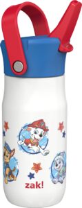 zak designs harmony paw patrol kid water bottle for travel or at home, 14oz recycled stainless steel is leak-proof when closed and vacuum insulated (chase, marshall, skye, rubble, everest, zuma)