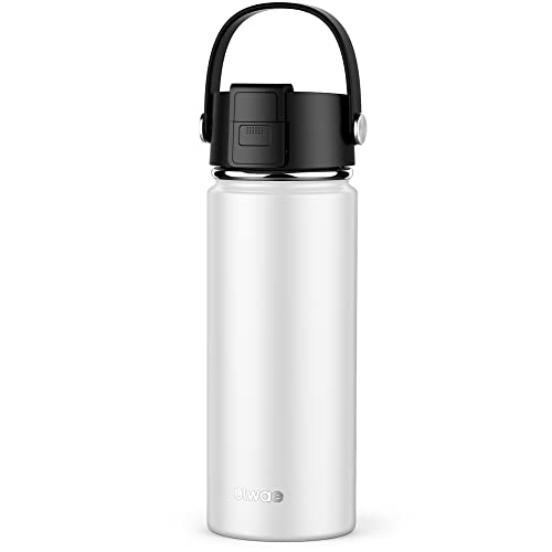 ulwae Insulated Travel Mug with Ceramic Coating, 18oz Leak-proof Thermal Cup Flip Cap, Vacuum Double-wall Stainless Steel Water Bottle for Coffee Tea, Hot Beverage, Ice Drinks