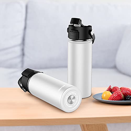 ulwae Insulated Travel Mug with Ceramic Coating, 18oz Leak-proof Thermal Cup Flip Cap, Vacuum Double-wall Stainless Steel Water Bottle for Coffee Tea, Hot Beverage, Ice Drinks