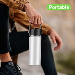 ulwae Insulated Travel Mug with Ceramic Coating, 18oz Leak-proof Thermal Cup Flip Cap, Vacuum Double-wall Stainless Steel Water Bottle for Coffee Tea, Hot Beverage, Ice Drinks