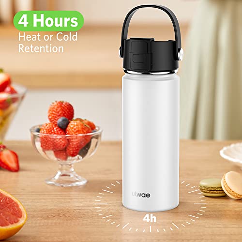 ulwae Insulated Travel Mug with Ceramic Coating, 18oz Leak-proof Thermal Cup Flip Cap, Vacuum Double-wall Stainless Steel Water Bottle for Coffee Tea, Hot Beverage, Ice Drinks