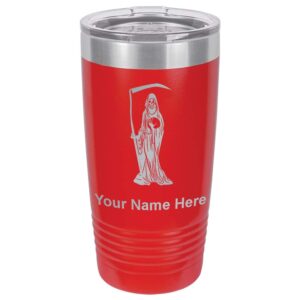 lasergram 20oz vacuum insulated tumbler mug, santa muerte, personalized engraving included (red)