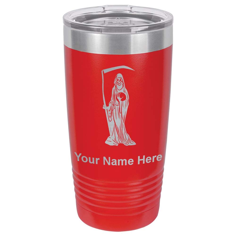 LaserGram 20oz Vacuum Insulated Tumbler Mug, Santa Muerte, Personalized Engraving Included (Red)