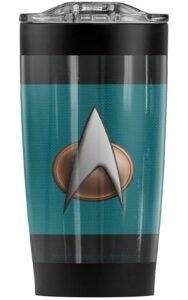 logovision star trek tng science uniform stainless steel tumbler 20 oz coffee travel mug/cup, vacuum insulated & double wall with leakproof sliding lid | great for hot drinks and cold beverages