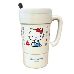 Everyday Delights Hello Kitty Stainless Steel Insulated Cup with Lid, Straw & Stir Stick, 580ml (White)