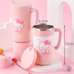 Everyday Delights Hello Kitty Stainless Steel Insulated Cup with Lid, Straw & Stir Stick, 580ml (White)