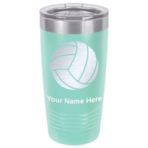 lasergram 20oz vacuum insulated tumbler mug, volleyball ball, personalized engraving included (teal)