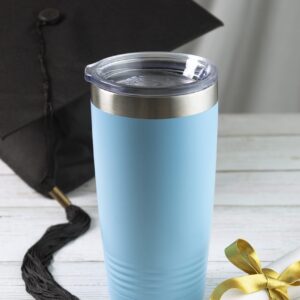 LaserGram 20oz Vacuum Insulated Tumbler Mug, Volleyball Ball, Personalized Engraving Included (Teal)