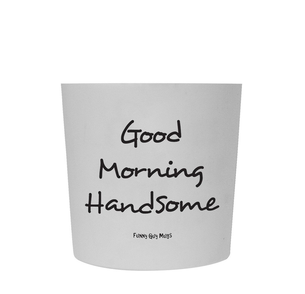 Funny Guy Mugs Good Morning Handsome Travel Tumbler With Removable Insulated Silicone Sleeve, White, 16-Ounce