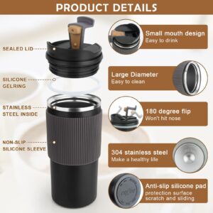 RNGODO Travel Coffee Mug - 450ml / 15oz Stainless Steel Insulated Coffee Tumbler with Leakproof Lid,Double Walled Insulated Vacuum Coffee Mug,Car Coffee Mug to Go for Coffee,Hot Cold Water Travel Mug