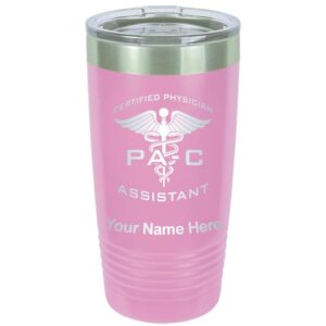 lasergram 20oz vacuum insulated tumbler mug, pa-c certified physician assistant, personalized engraving included (light purple)