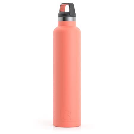 RTIC 26 oz Vacuum Insulated Water Bottle, Stainless Steel Metal, Double Wall, BPA Free, for Hot and Cold Drinks, Coral