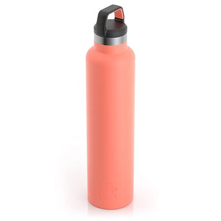 RTIC 26 oz Vacuum Insulated Water Bottle, Stainless Steel Metal, Double Wall, BPA Free, for Hot and Cold Drinks, Coral