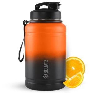 squatz 74 oz neptune series steel water bottle, stainless double wall vacuum insulated jug with handle strap, large capacity leak proof wide mouth thermos for gym, travel, hiking, and camping