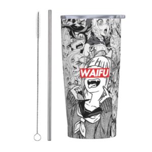 IAMNAT Face Himiko Toga Waifu-Anime Car Mug With Straw Cups Heat Insulation Travel Coffee Mugs Stainless Steel Thermos Cups 20 Oz