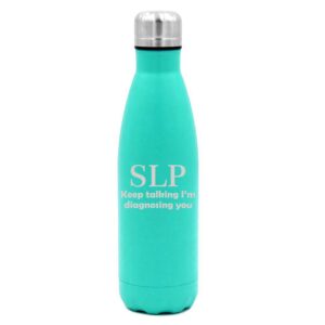 mip brand 17 oz. double wall vacuum insulated stainless steel water bottle travel mug cup slp speech language pathologist (light-blue)