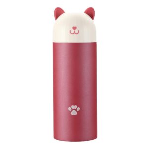 mixu catto cat shape smart thermos bottle with temperature display, 304 stainless steel food grade insulation vacuum flask, leak-proof anti slip 10-ounce portable for children, girls, school, red