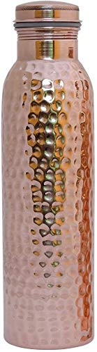 Ancient Impex Hammered Pure Copper Water Bottle Joint Free With Ayurvedic Benefited 100% Pure And Leak Proof Bottle 33.84 Us Fl Ounce Capacity