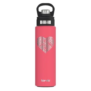 tervis breast cancer awareness - pink ribbon heart engraved triple walled insulated tumbler travel cup keeps drinks cold, 24oz wide mouth bottle, berry blush