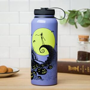 Silver Buffalo Nightmare Before Christmas Purple Hill Stainless Steel Water Bottle With Twist Lid, 42 Ounces