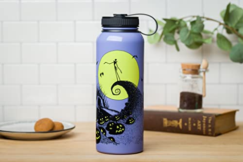 Silver Buffalo Nightmare Before Christmas Purple Hill Stainless Steel Water Bottle With Twist Lid, 42 Ounces