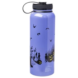 Silver Buffalo Nightmare Before Christmas Purple Hill Stainless Steel Water Bottle With Twist Lid, 42 Ounces