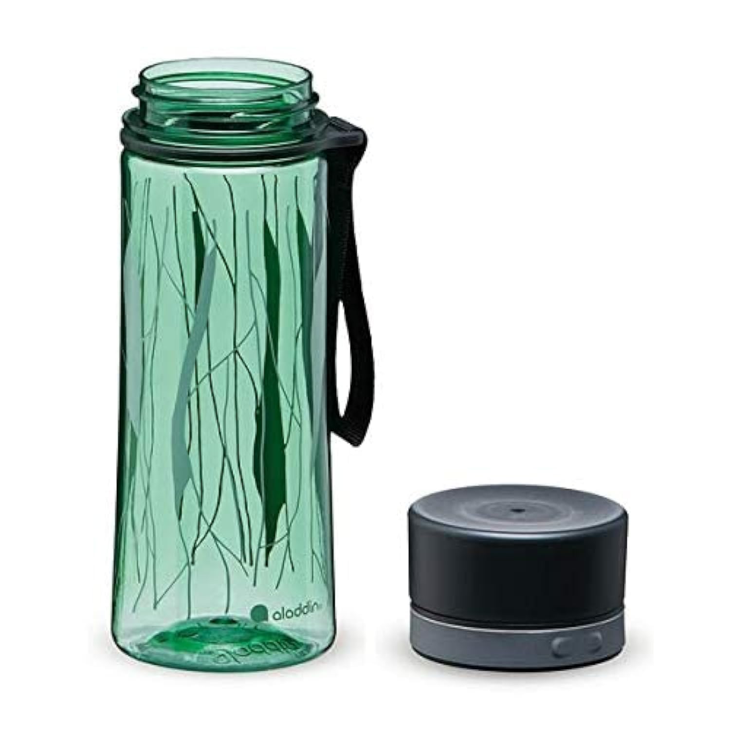 Aladdin Aveo Leakproof Leakproof Water Bottle 0.35L Basil Green Leaf Print – Wide Opening for Easy Fill - BPA-Free - Simple Modern Water Bottle - Stain and Smell Resistant - Dishwasher Safe