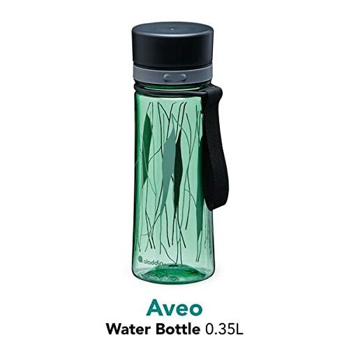 Aladdin Aveo Leakproof Leakproof Water Bottle 0.35L Basil Green Leaf Print – Wide Opening for Easy Fill - BPA-Free - Simple Modern Water Bottle - Stain and Smell Resistant - Dishwasher Safe