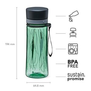 Aladdin Aveo Leakproof Leakproof Water Bottle 0.35L Basil Green Leaf Print – Wide Opening for Easy Fill - BPA-Free - Simple Modern Water Bottle - Stain and Smell Resistant - Dishwasher Safe