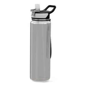 kigai plain grey solid color water bottle with straw lid 32oz leakproof clear gym water bottles for women men outdoor sport drinking