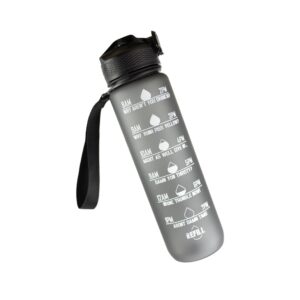 thirsty humor water bottle with straw, 32oz dark humor motivational sports water bottle with time marker - times to drink, bpa free