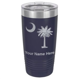 lasergram 20oz vacuum insulated tumbler mug, flag of south carolina, personalized engraving included (navy blue)