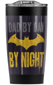 logovision batman dad by day stainless steel tumbler 20 oz coffee travel mug/cup, vacuum insulated & double wall with leakproof sliding lid | great for hot drinks and cold beverages
