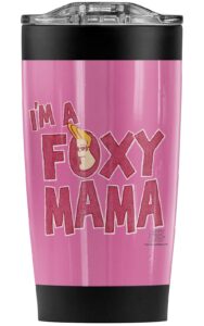 logovision johnny bravo foxy mama stainless steel tumbler 20 oz coffee travel mug/cup, vacuum insulated & double wall with leakproof sliding lid | great for hot drinks and cold beverages