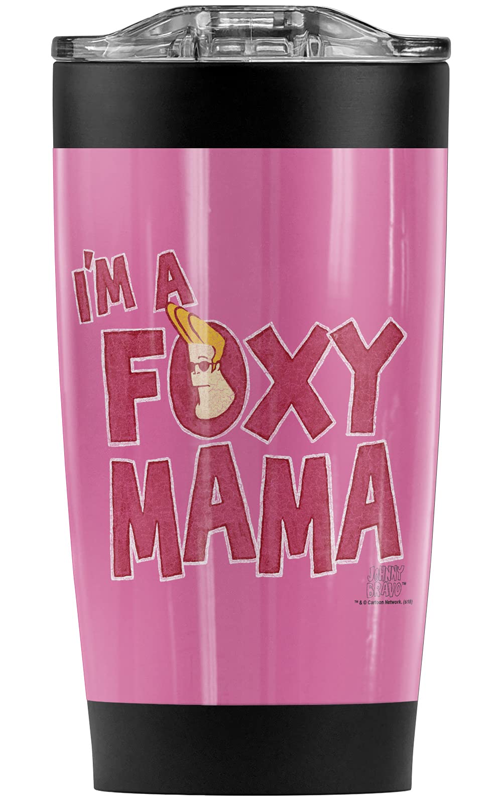 Logovision Johnny Bravo Foxy Mama Stainless Steel Tumbler 20 oz Coffee Travel Mug/Cup, Vacuum Insulated & Double Wall with Leakproof Sliding Lid | Great for Hot Drinks and Cold Beverages