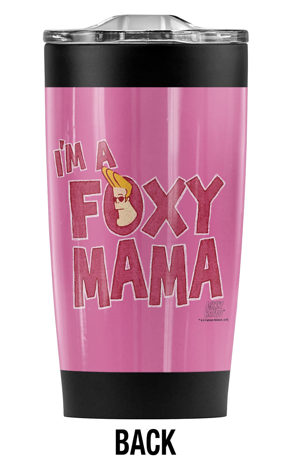 Logovision Johnny Bravo Foxy Mama Stainless Steel Tumbler 20 oz Coffee Travel Mug/Cup, Vacuum Insulated & Double Wall with Leakproof Sliding Lid | Great for Hot Drinks and Cold Beverages