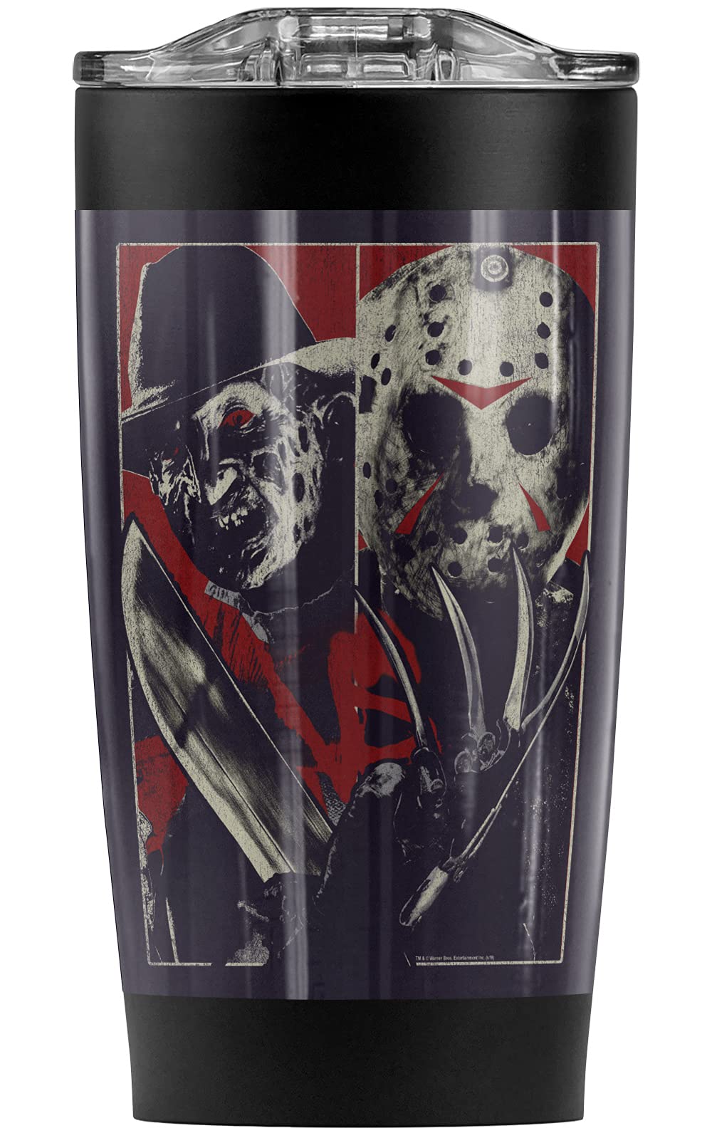 Logovision Freddy vs Jason Versus Stainless Steel Tumbler 20 oz Coffee Travel Mug/Cup, Vacuum Insulated & Double Wall with Leakproof Sliding Lid | Great for Hot Drinks and Cold Beverages