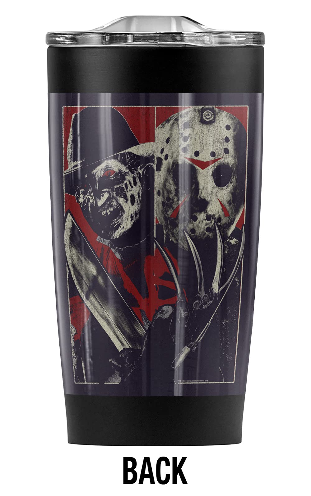 Logovision Freddy vs Jason Versus Stainless Steel Tumbler 20 oz Coffee Travel Mug/Cup, Vacuum Insulated & Double Wall with Leakproof Sliding Lid | Great for Hot Drinks and Cold Beverages