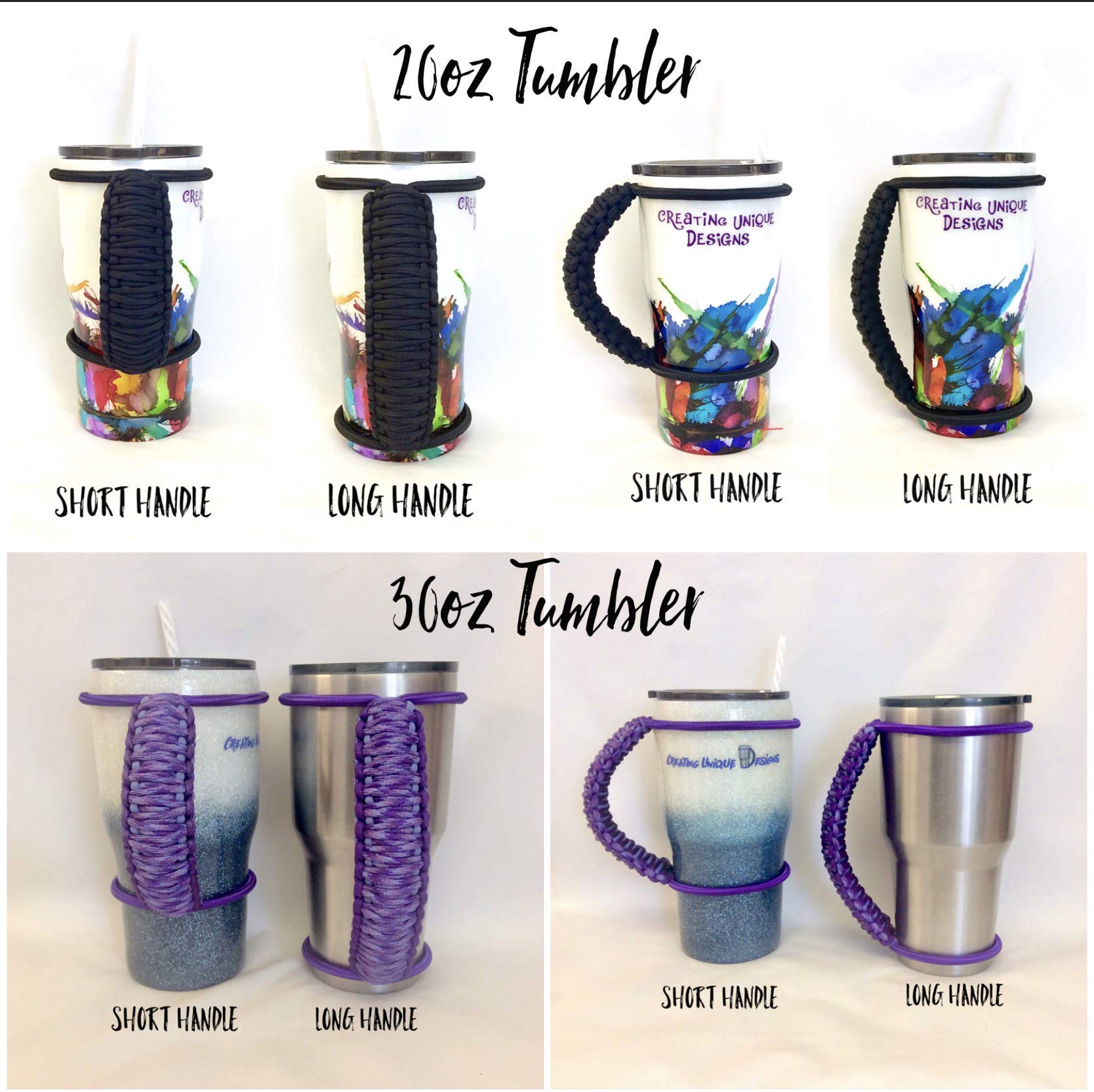 Creating Unique Designs Handmade Elastic Tumbler Handles 20 30 32 40 oz (Handle Only) (Turquoise White Mt Camo)