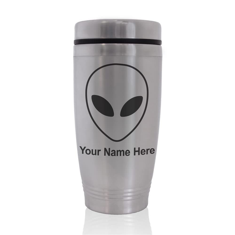 SkunkWerkz Commuter Travel Mug, Alien Head, Personalized Engraving Included