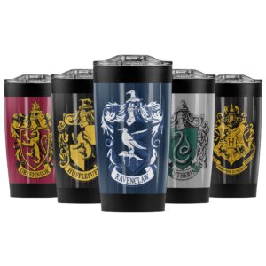 logovision harry potter ravenclaw crest stainless steel tumbler 20 oz coffee travel mug/cup, vacuum insulated & double wall with leakproof sliding lid | great for hot drinks and cold beverages